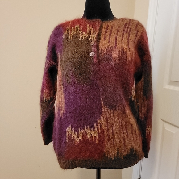 Jeanne Pierre Mohair Pullover Multicolor Design Oversized Vintage Sweater Size M - Picture 6 of 7